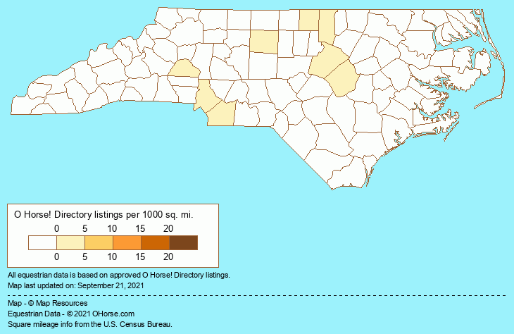 North Carolina Riding Instructors & Coaches Population Map - O Horse!