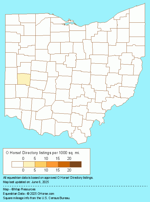 Ohio Hackney Breeders and Stallions Population Map - O Horse!