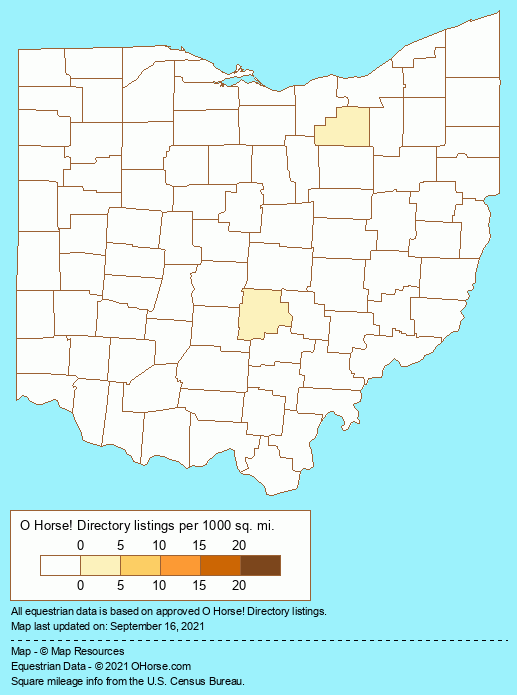 Ohio Reining and Working Cowhorse Stables Population Map - O Horse!