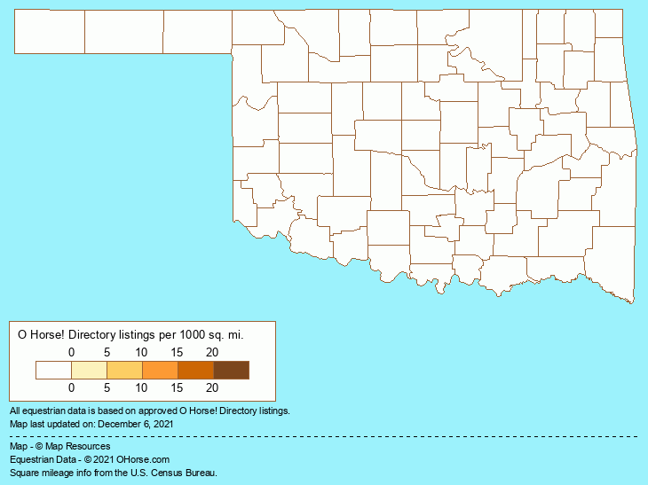 Oklahoma Eventing Stables Population Map - O Horse!
