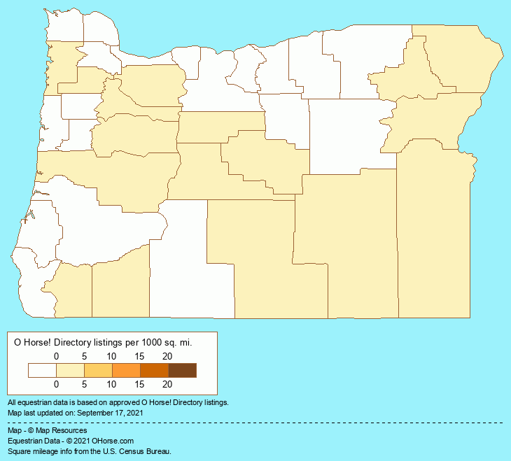 Oregon Quarter Horse Breeders and Quarter Horse Farms Population Map - O Horse!