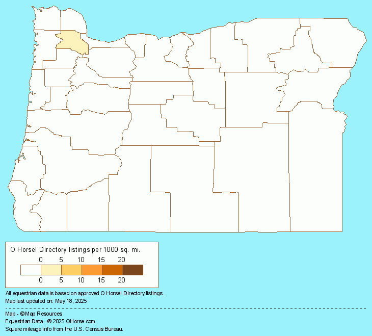 Oregon Shetland Pony Farms and Stallions Population Map - O Horse!