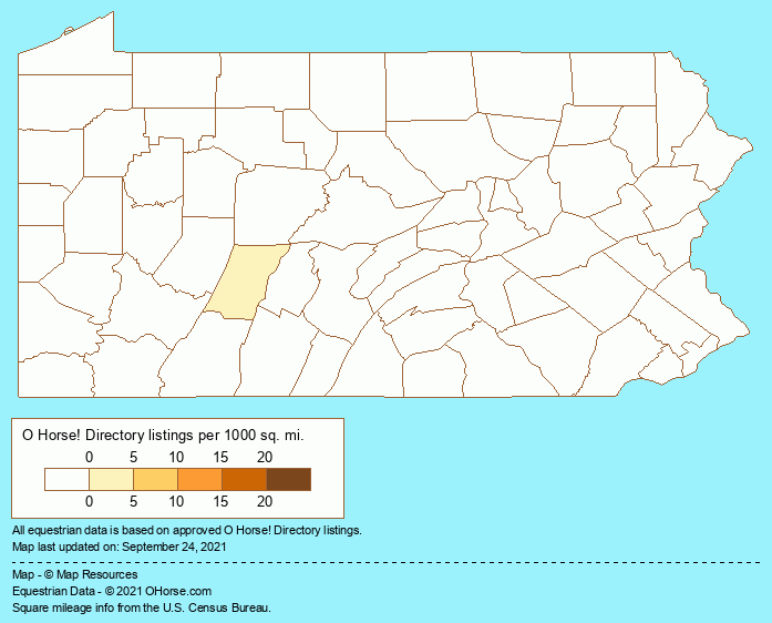 Pennsylvania Haflinger Farms and Stallions Population Map - O Horse!