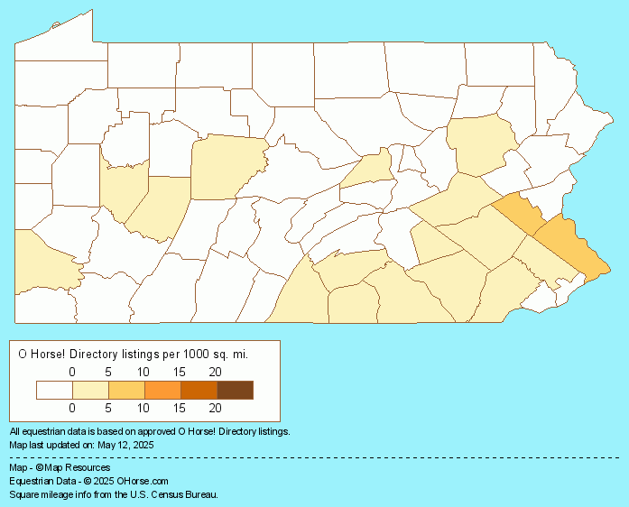 Pennsylvania Horse Tack Shops Population Map - O Horse!