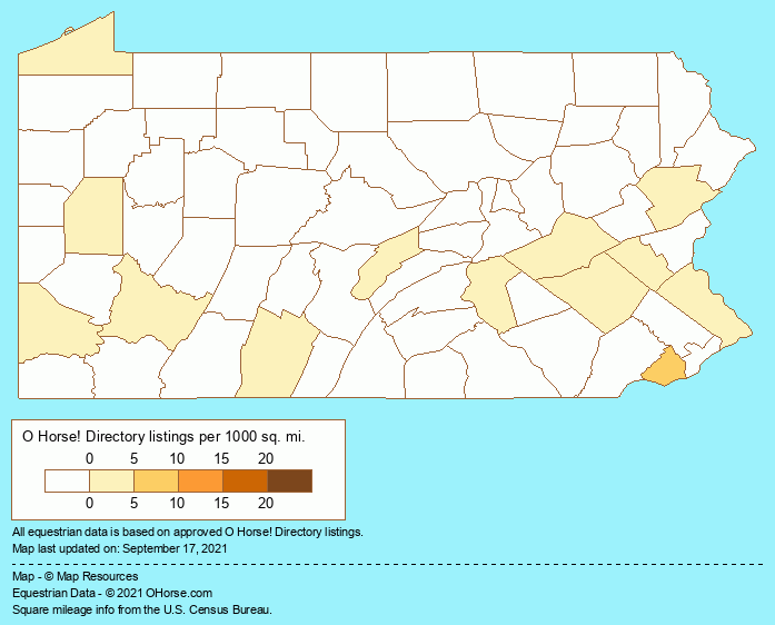 Pennsylvania Therapeutic Riding Stables Population Map - O Horse!