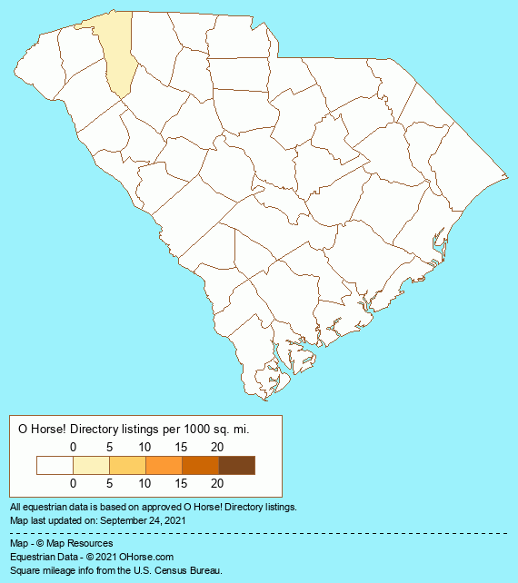 South Carolina Friesian Horse Farms and Stallions Population Map - O Horse!
