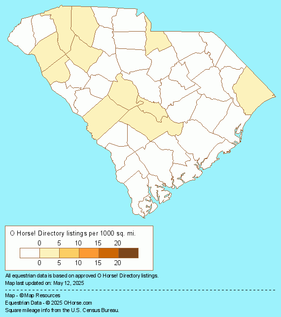 South Carolina Quarter Horse Breeders and Quarter Horse Farms Population Map - O Horse!