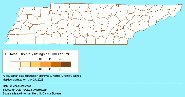 Tennessee Equine Lawyers Population Map - O Horse!
