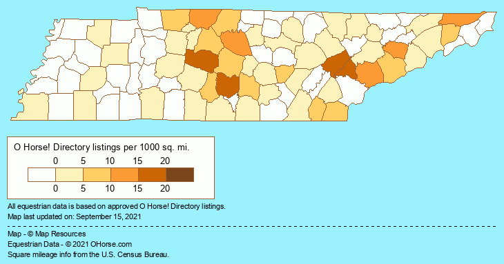 Tennessee Horse Stables and Horse Farms Population Map - O Horse!