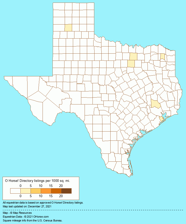 Texas Horse Stalls Population Map - O Horse!