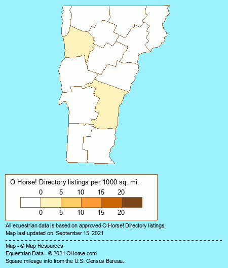 Vermont Horse Trainers and Clinicians Population Map - O Horse!