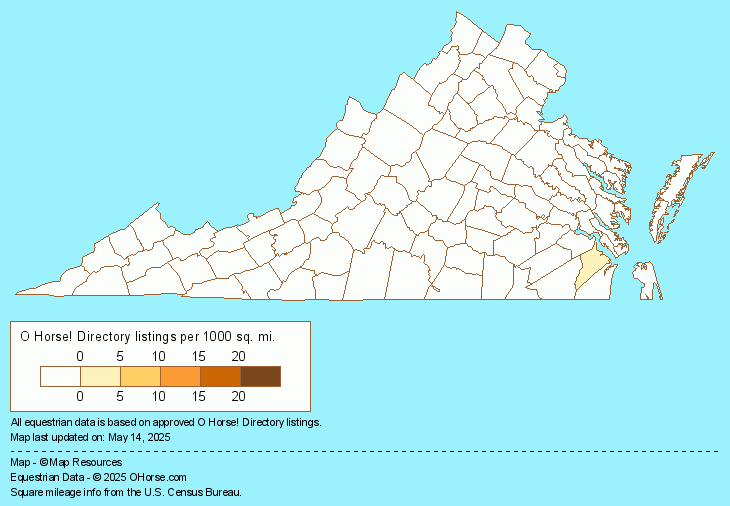 Virginia Donkey and Mule Farms / Breeders Population Map - O Horse!