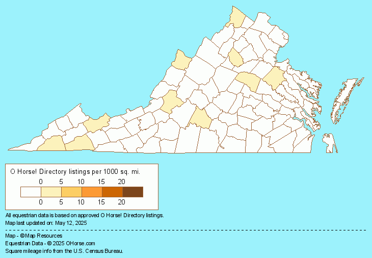 Virginia Quarter Horse Breeders and Quarter Horse Farms Population Map - O Horse!