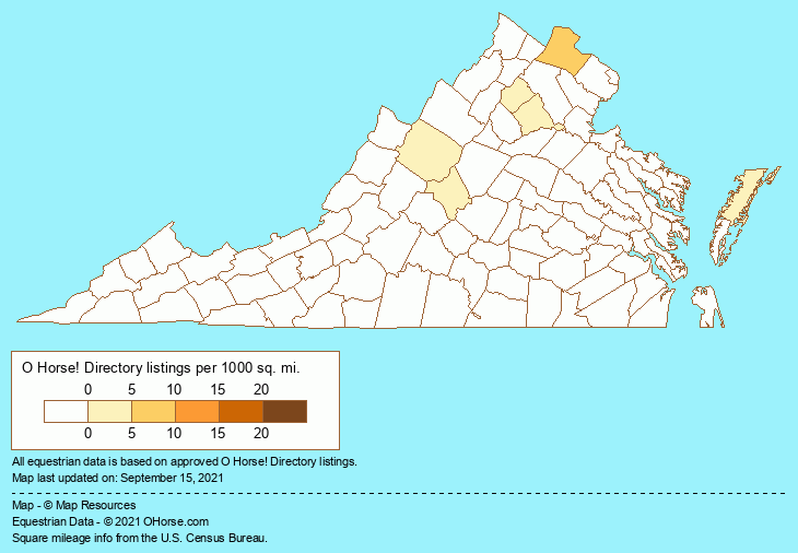 Virginia Riding Instructors & Coaches Population Map - O Horse!