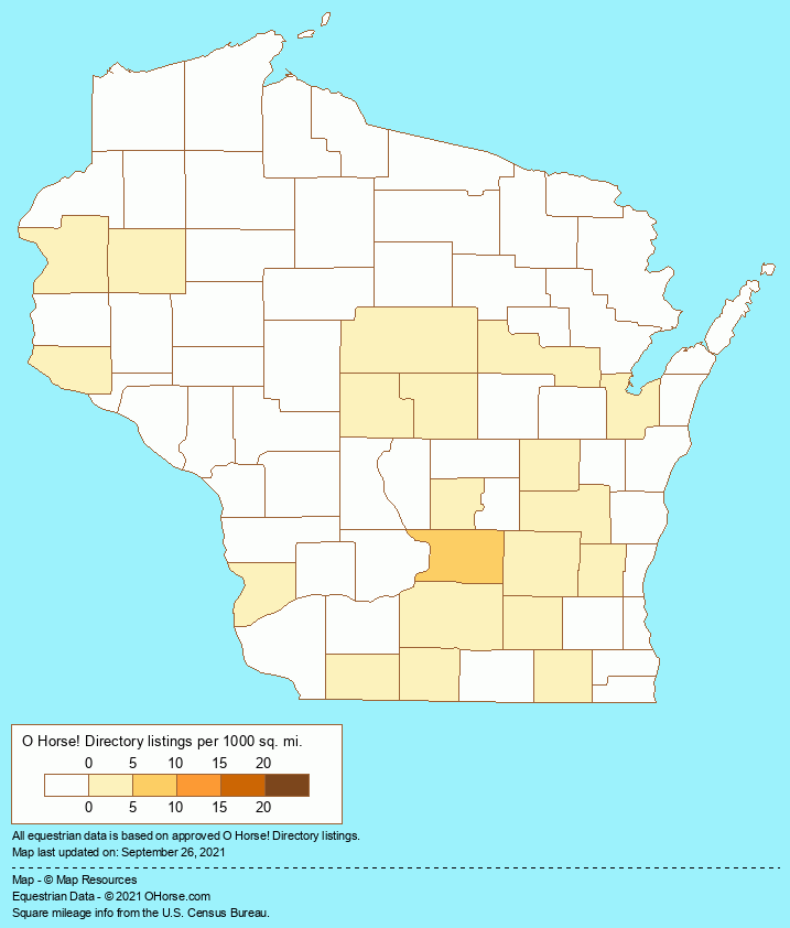 Wisconsin Quarter Horse Breeders and Quarter Horse Farms Population Map - O Horse!