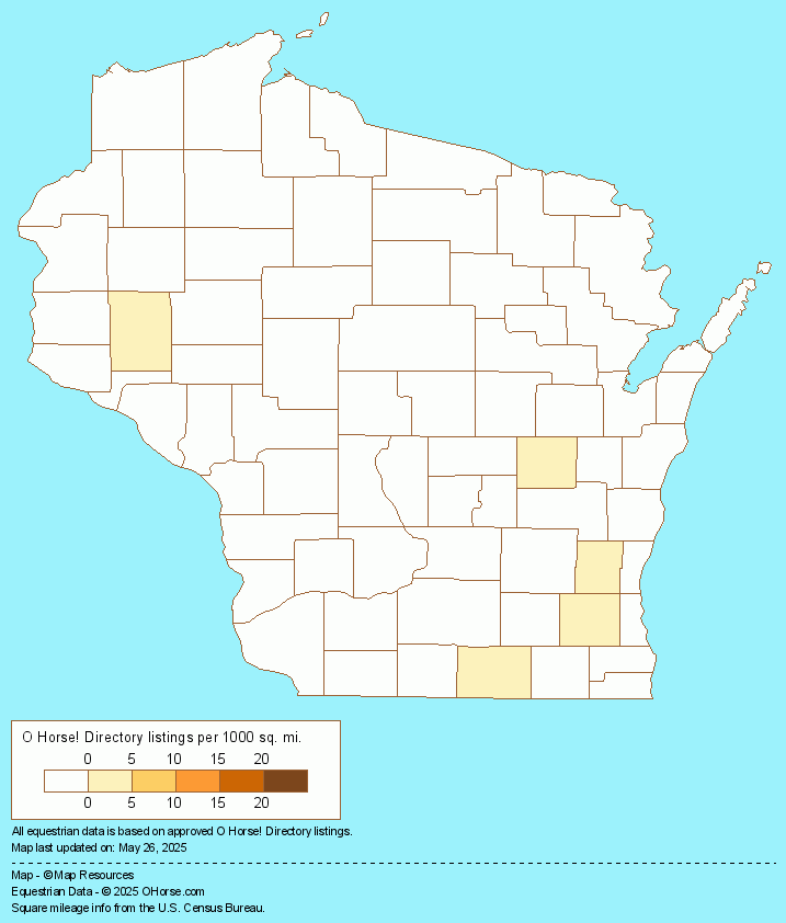 Wisconsin Equine Physical Therapy Population Map - O Horse!